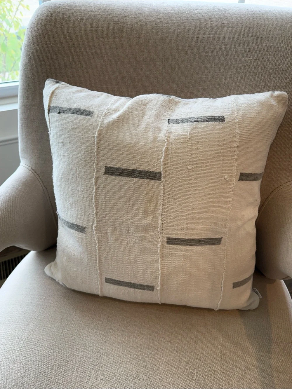 Textured woven Ivory Stripe Decorative Pillow Cover